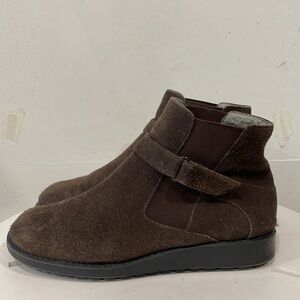 KEDS Womens Genuine Suede Ankle Boot Brown Sz 8.5 Buckle Pull On‎